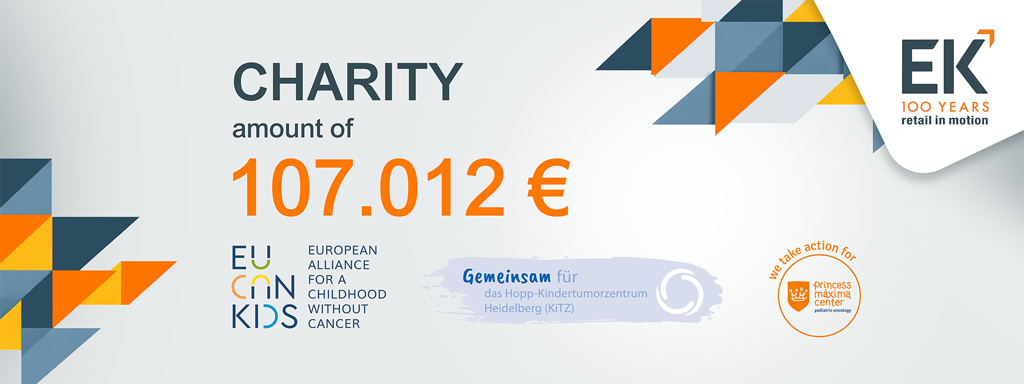 EK Retail haalt ruim €100.000 op met liefdadigheidscampagne ter gelegenheid van het 100-jarig jubileum.